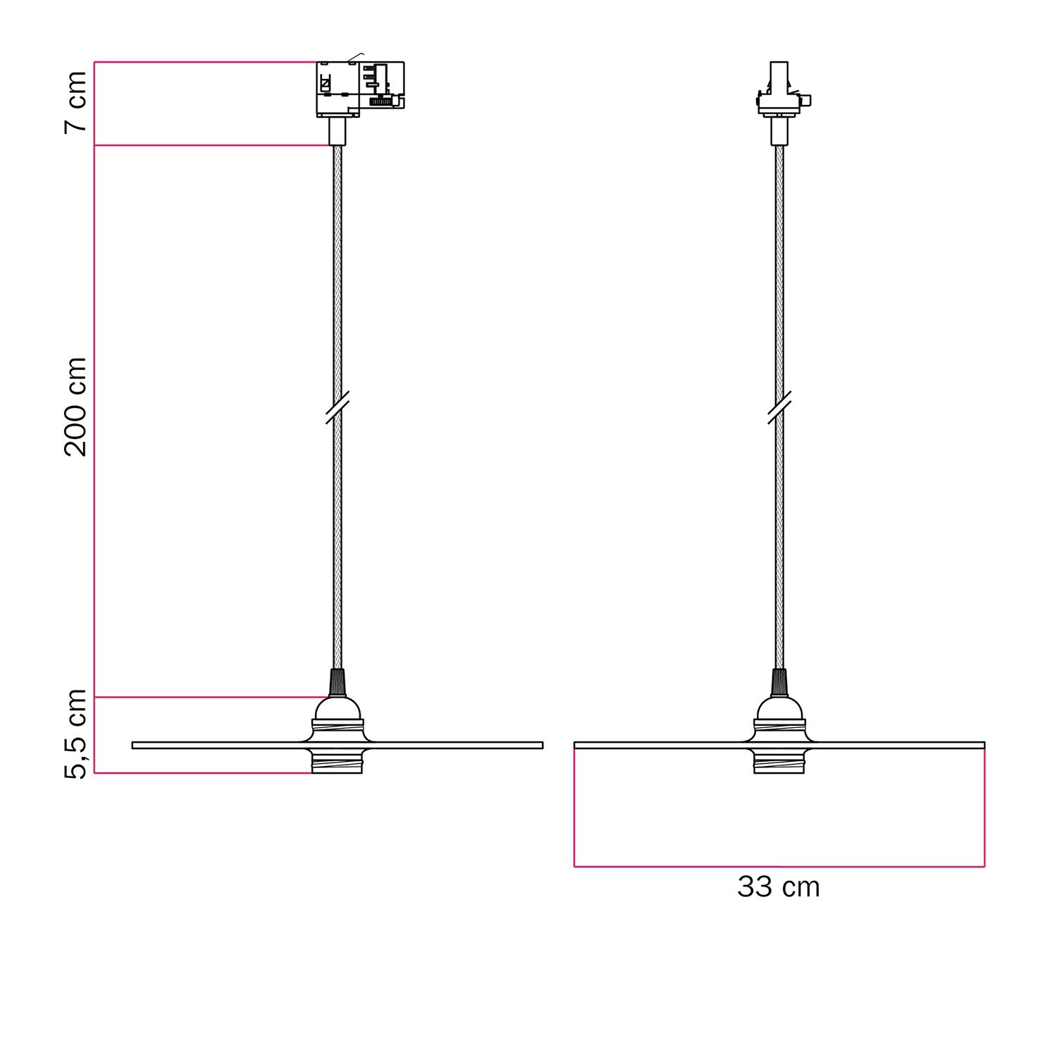 Lampada a sospensione per binari con paralume in legno UFO double-face