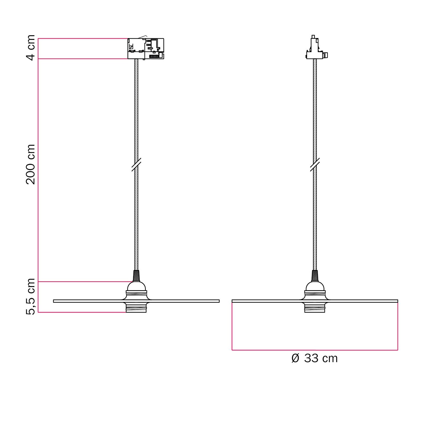 Suspension pour rails avec abat-jour en bois double face UFO