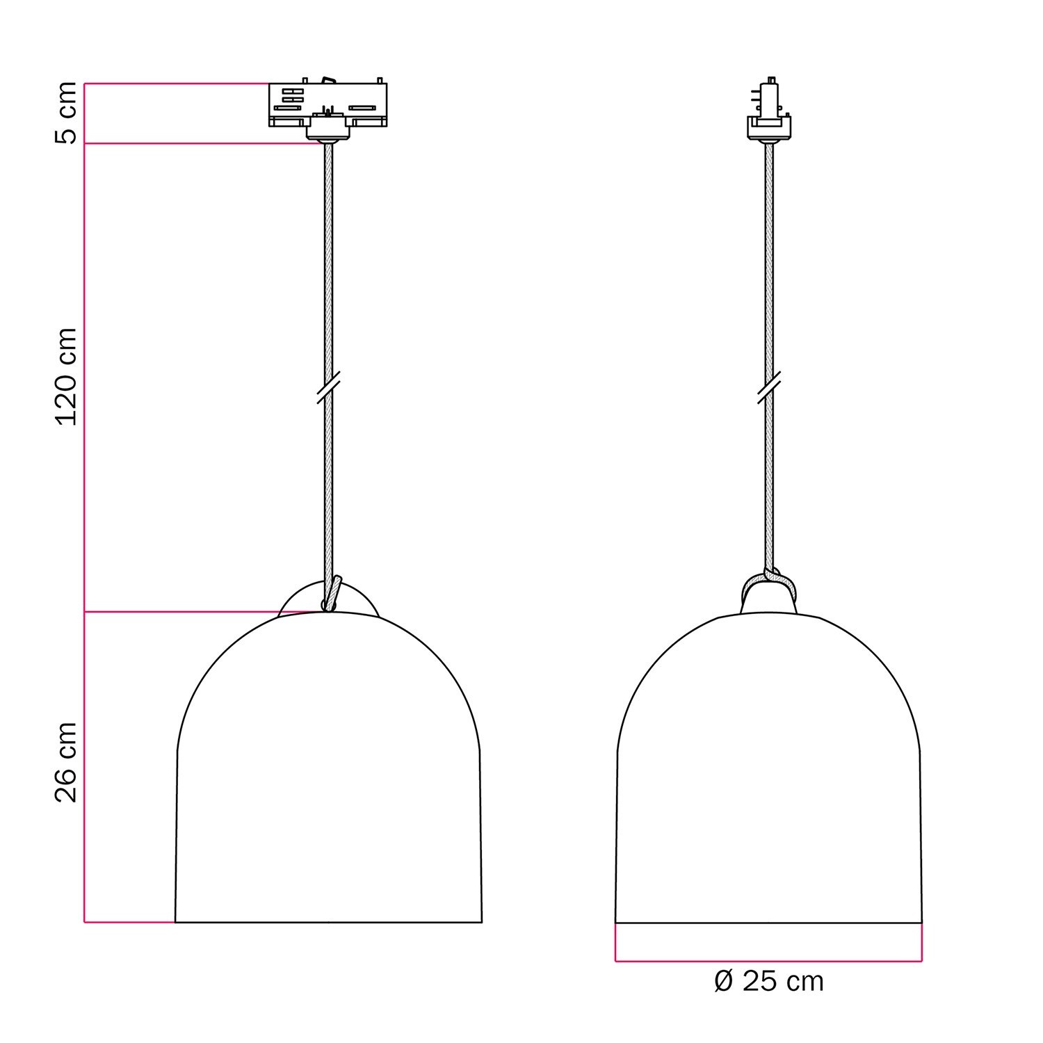 Pendelleuchte mit Campana M Keramikschirm für Schienen