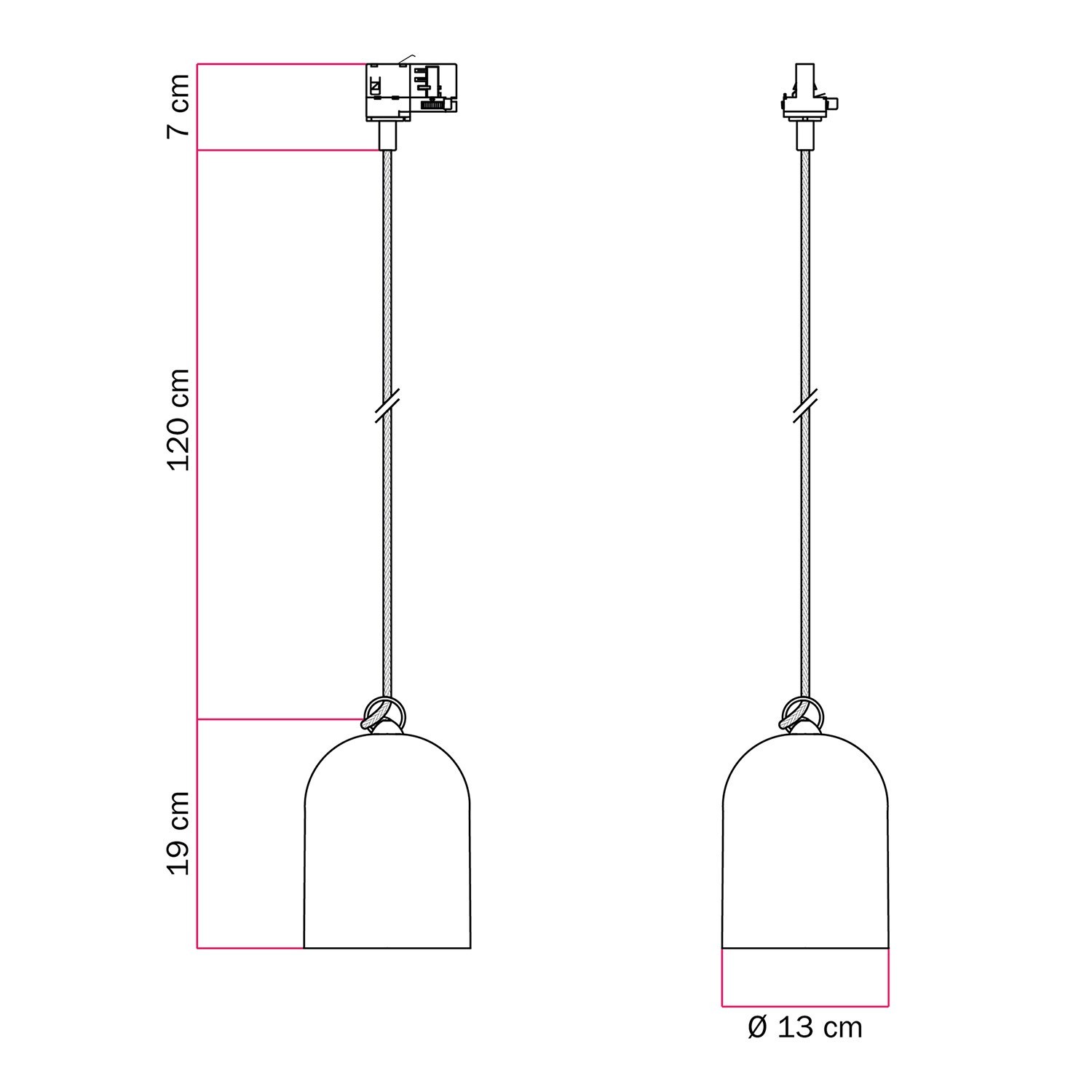 Sospensione per binario con paralume mini Campana in ceramica