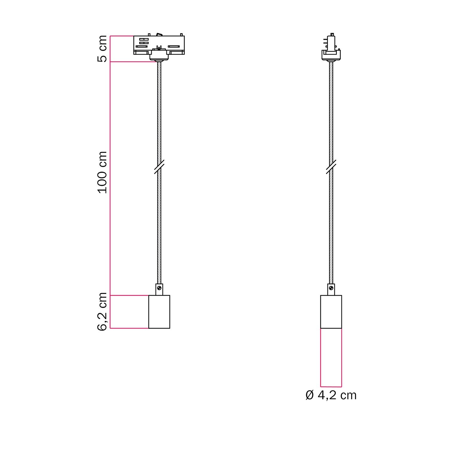 Lampe à Suspension pour rail en métal