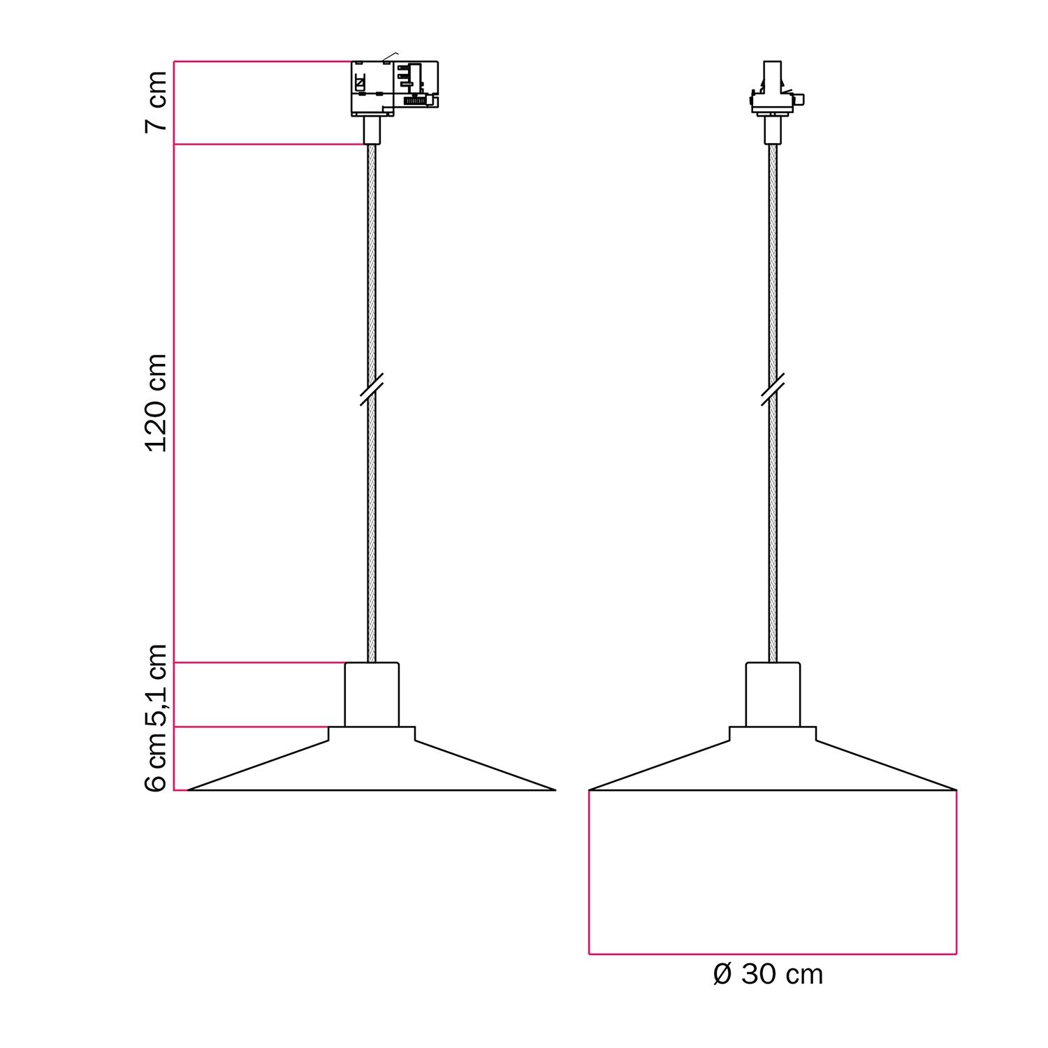 Lampada a sospensione con paralume Swing Pastel per sistemi a binari