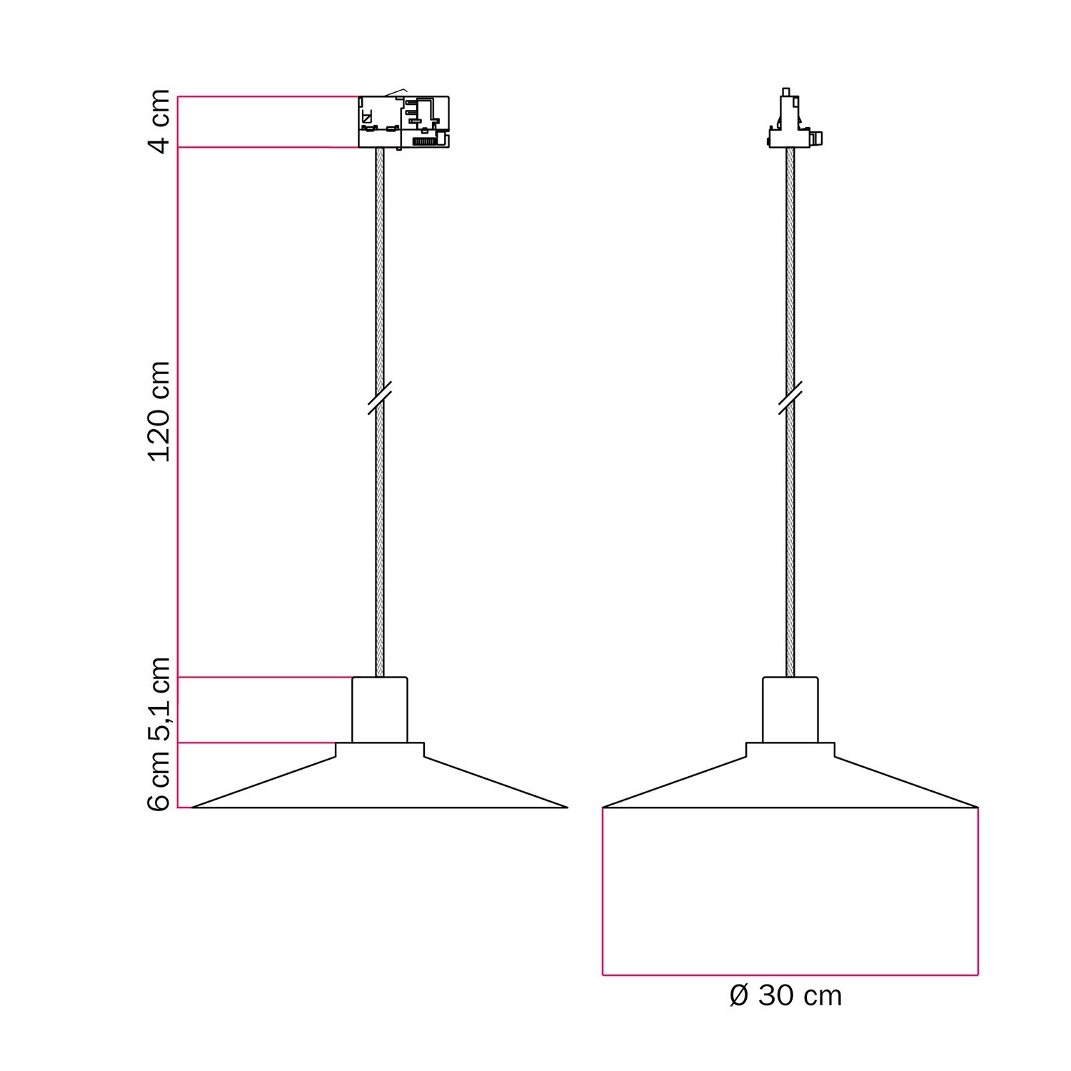 Lampada a sospensione con paralume Swing Pastel per sistemi a binari