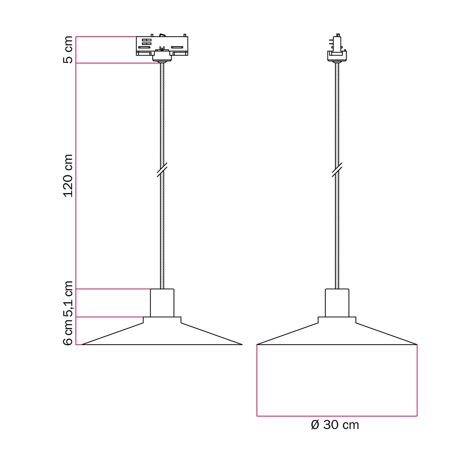 Lampada a sospensione con paralume Swing Pastel per sistemi a binari