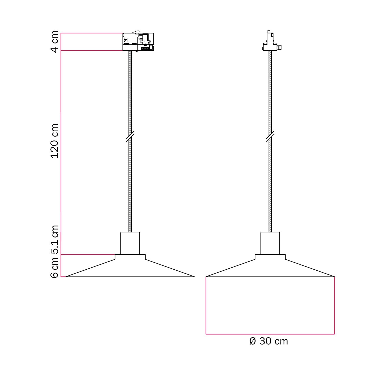 Lampada a sospensione con paralume Swing Pastel per sistemi a binari