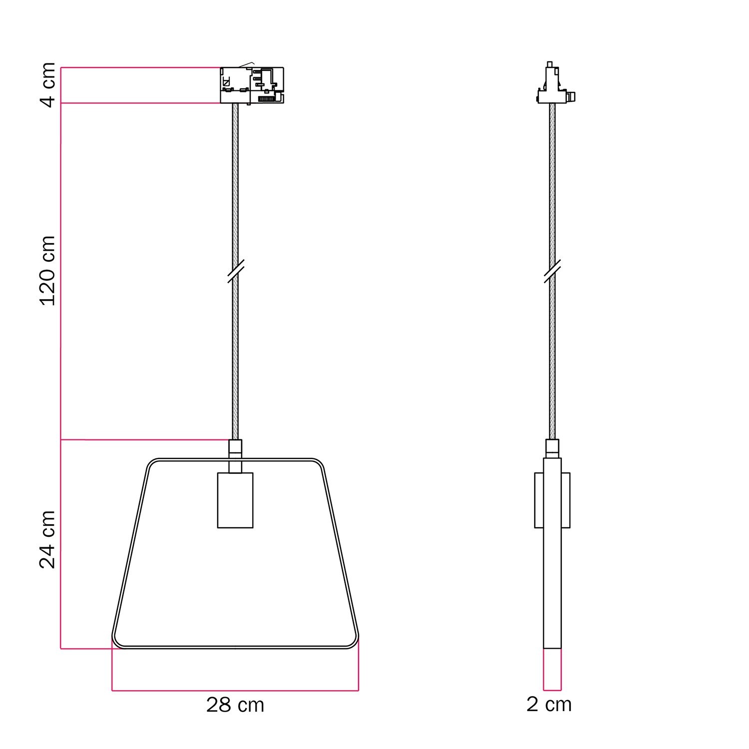 Lampada a sospensione con paralume Duedì Base per binari