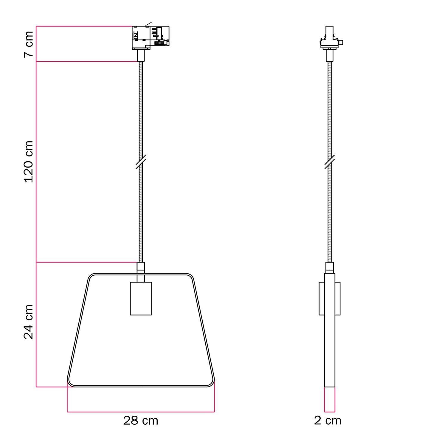 Lampada a sospensione con paralume Duedì Base per binari