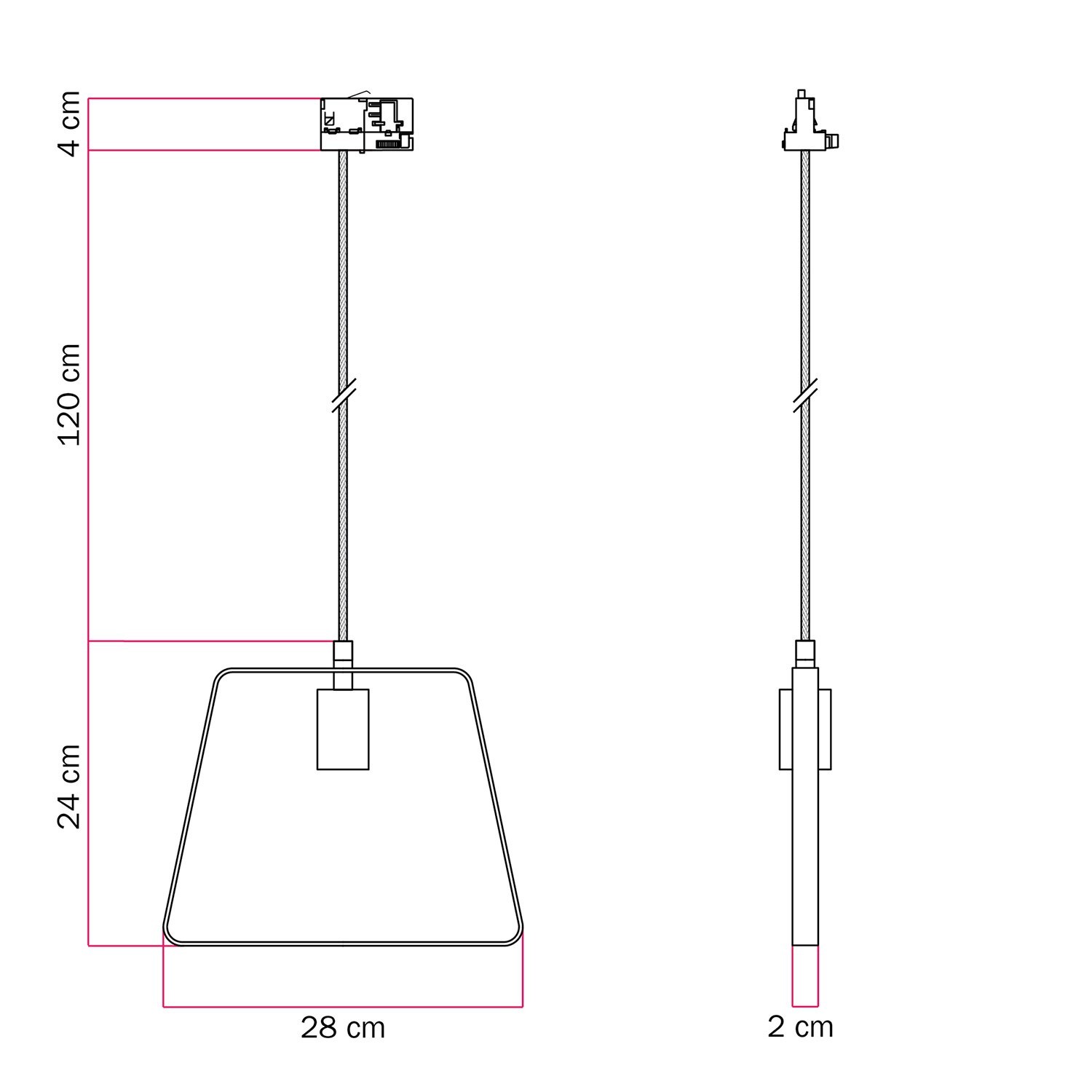 Lampada a sospensione con paralume Duedì Base per binari