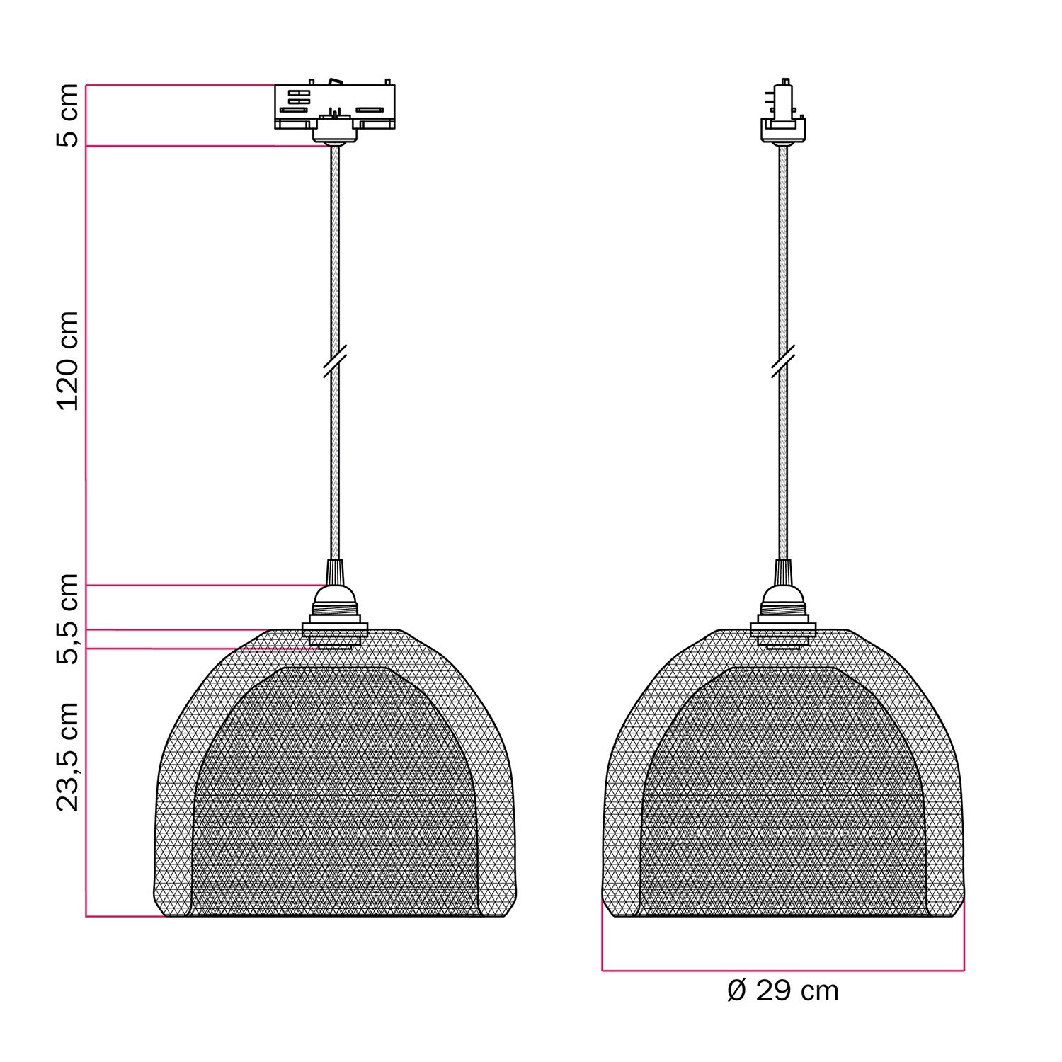 Ghostbell XL Pendelleuchte mit Käfigschirm für Schienen