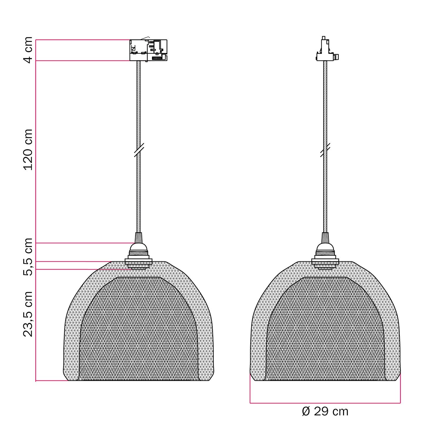 Suspension pour rail avec abat-jour Ghostbell XL