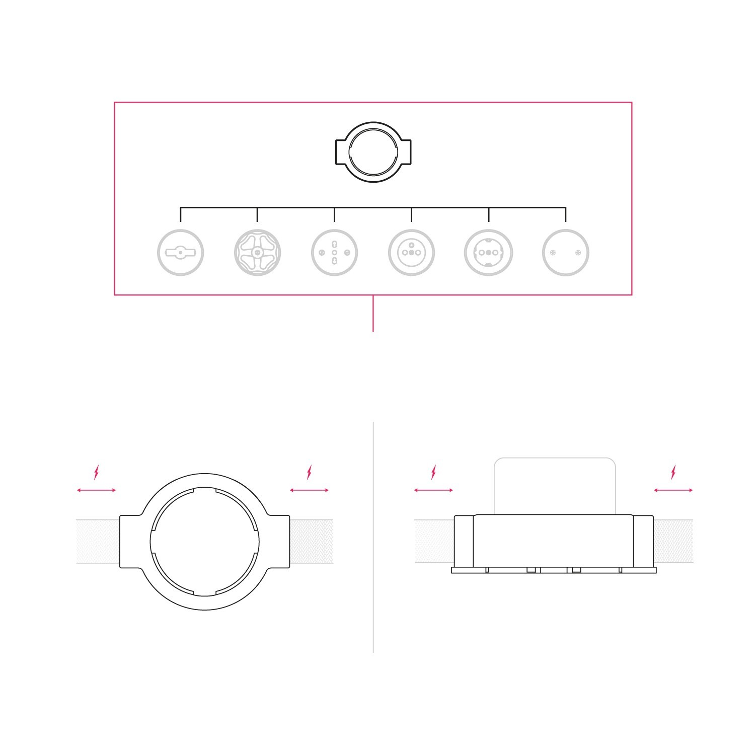 Base en porcelaine pour prise électrique et interrupteur/va et vient compatible avec Creative-Tubes - de 1 à 4 sorties