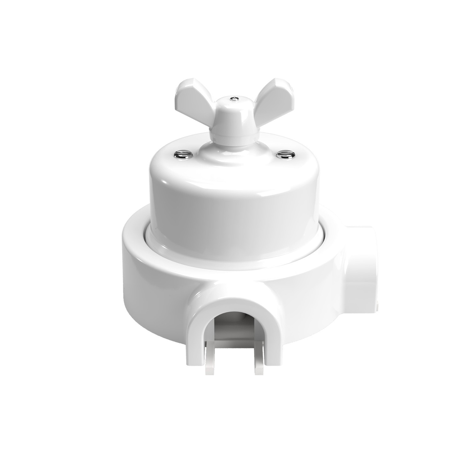 Kit interrupteur/va et vient avec écrou papillon et socle pour Creative-Tubes en porcelaine blanche