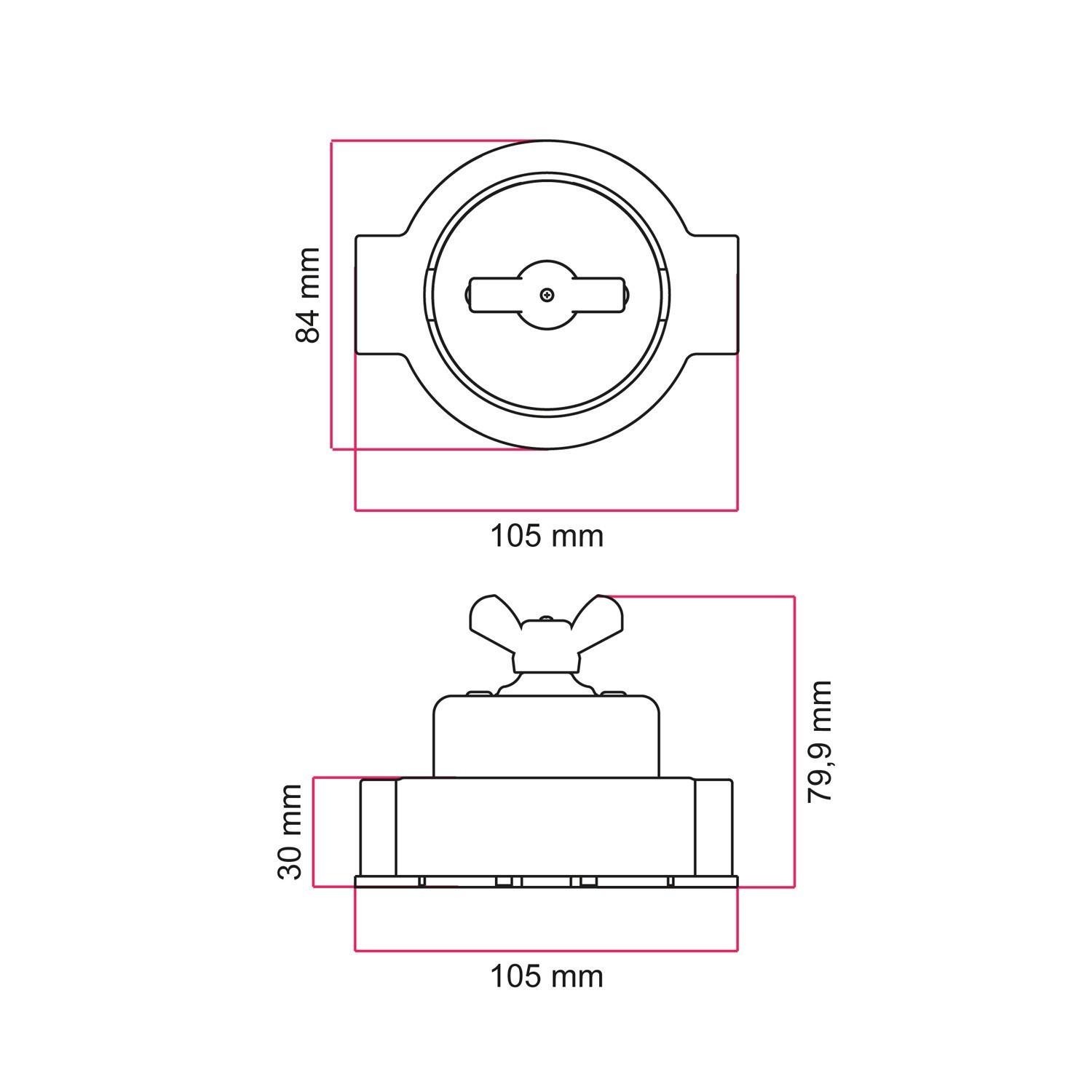 Kit interrupteur/va et vient avec écrou papillon et socle pour Creative-Tubes en porcelaine blanche