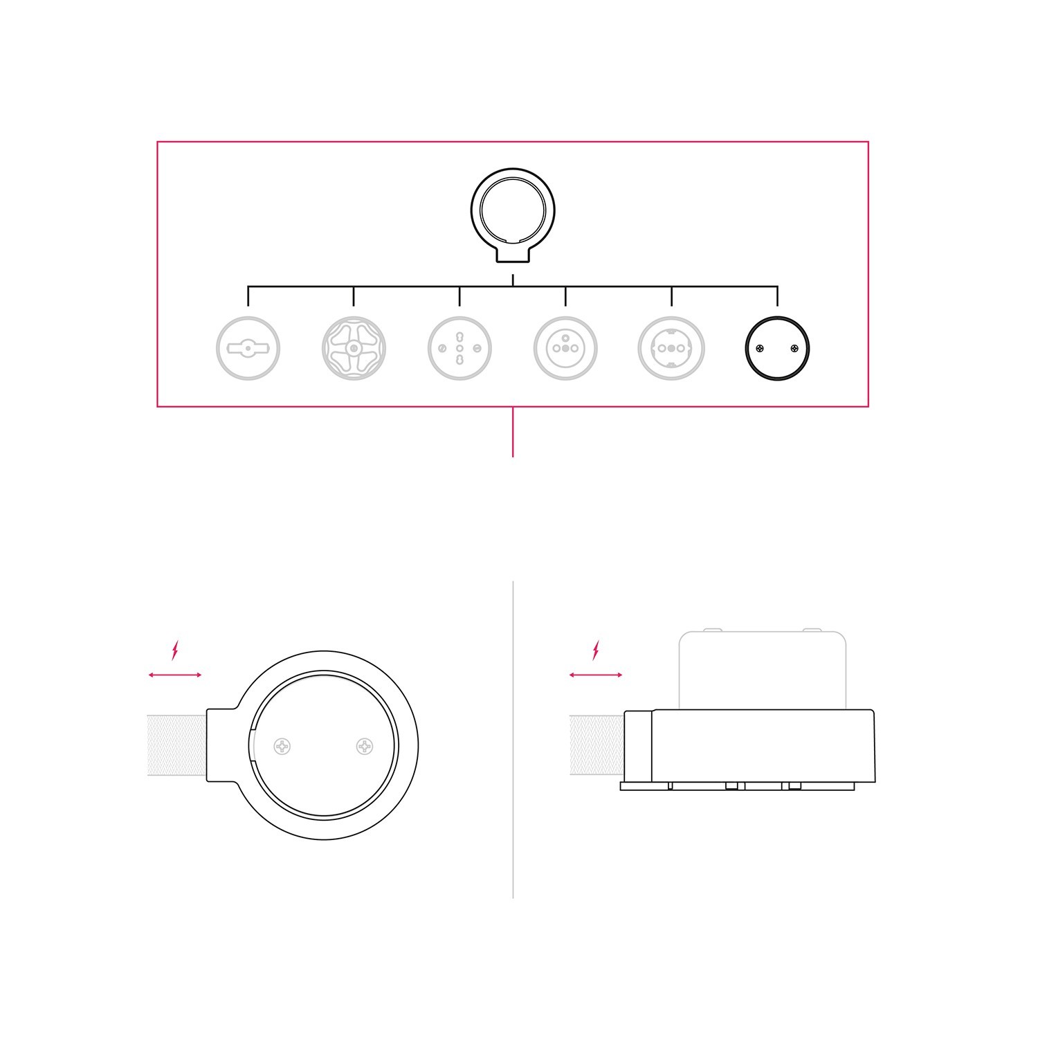 Kit boîte de jonction et base pour Creative-Tubes en porcelaine