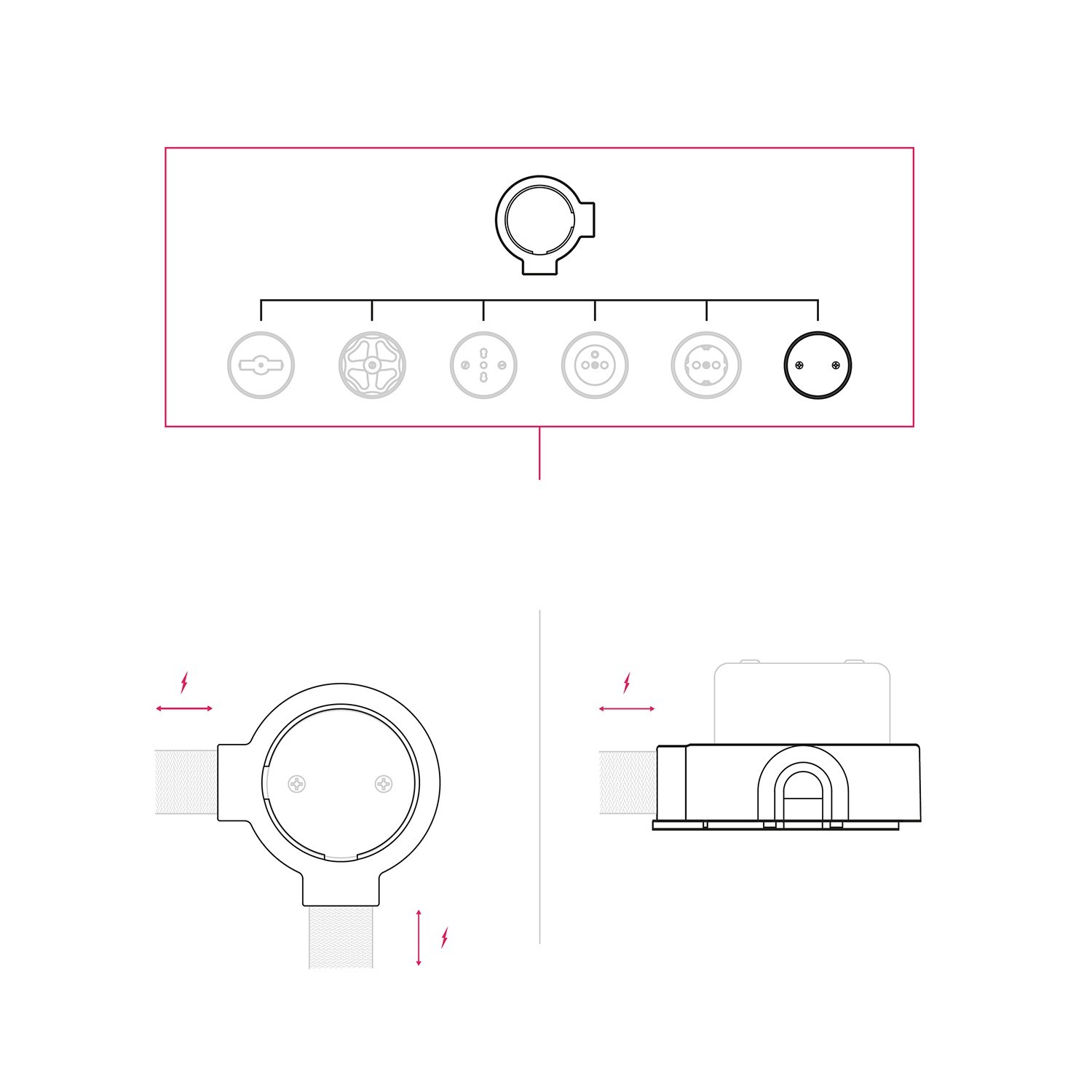 Kit boîte de jonction et base pour Creative-Tubes en porcelaine