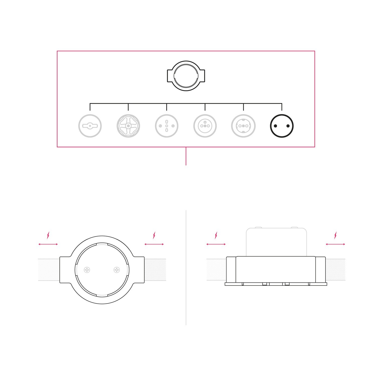 Kit boîte de jonction et base pour Creative-Tubes en porcelaine