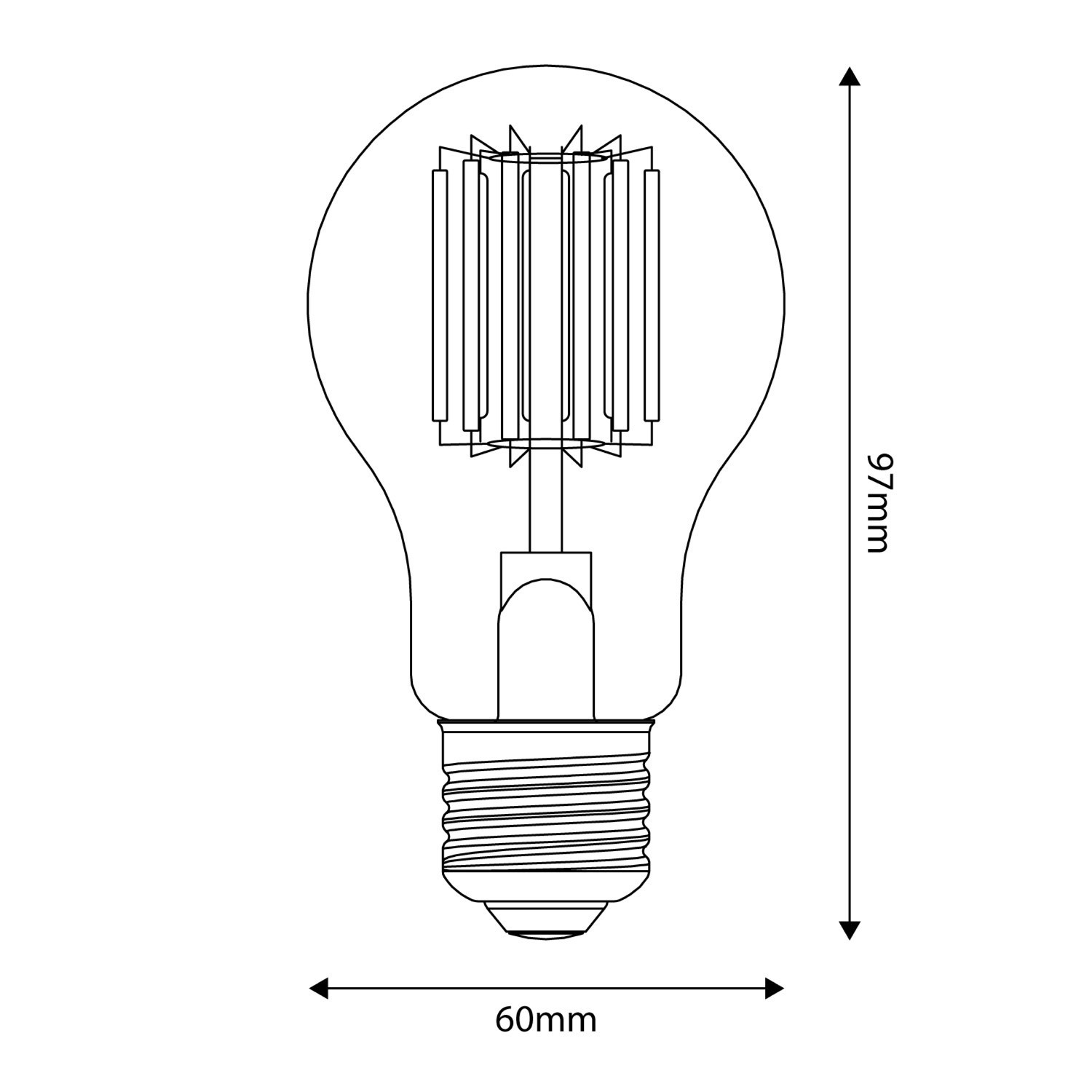 Lampadina LED trasparente B03 Linea 5V Filamento verticale Goccia A60 1,7W E27 Dimmerabile 2500K