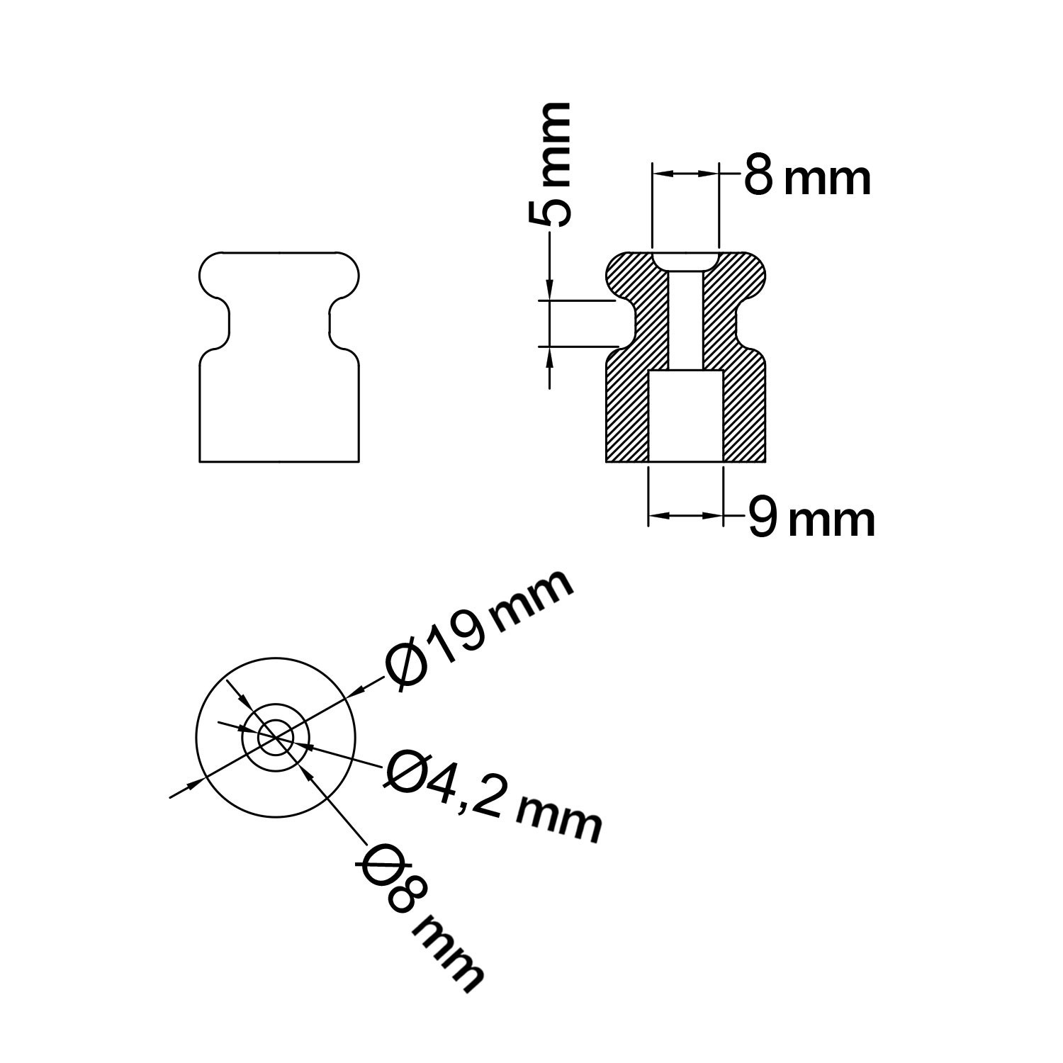 Isolatore in porcellana per impianto a parete 18 mm - 2 pezzi