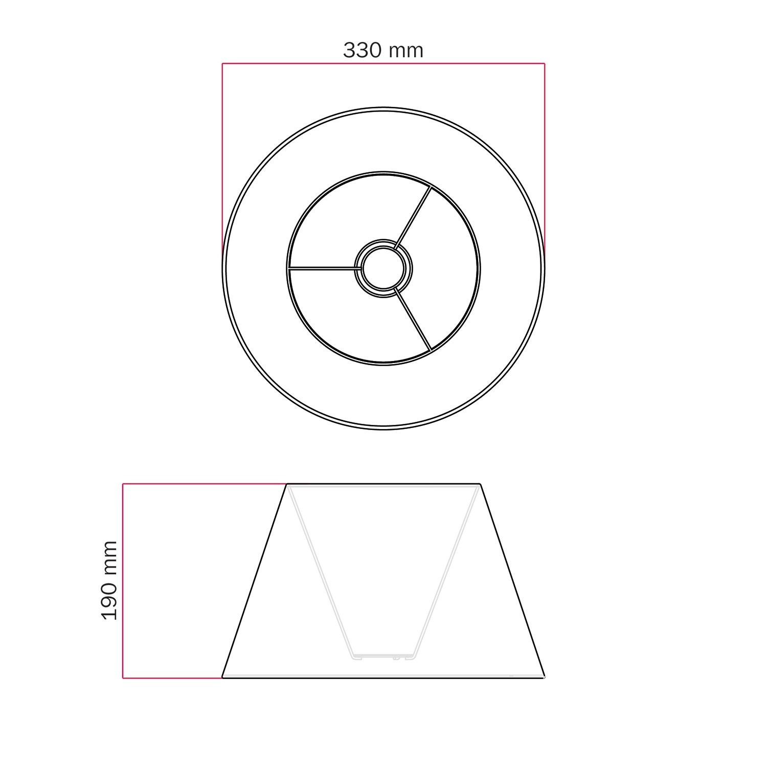 Abat-jour Impero M avec douille E27 pour lampe de table ou mural (Applique) - Fabriqué en Italie