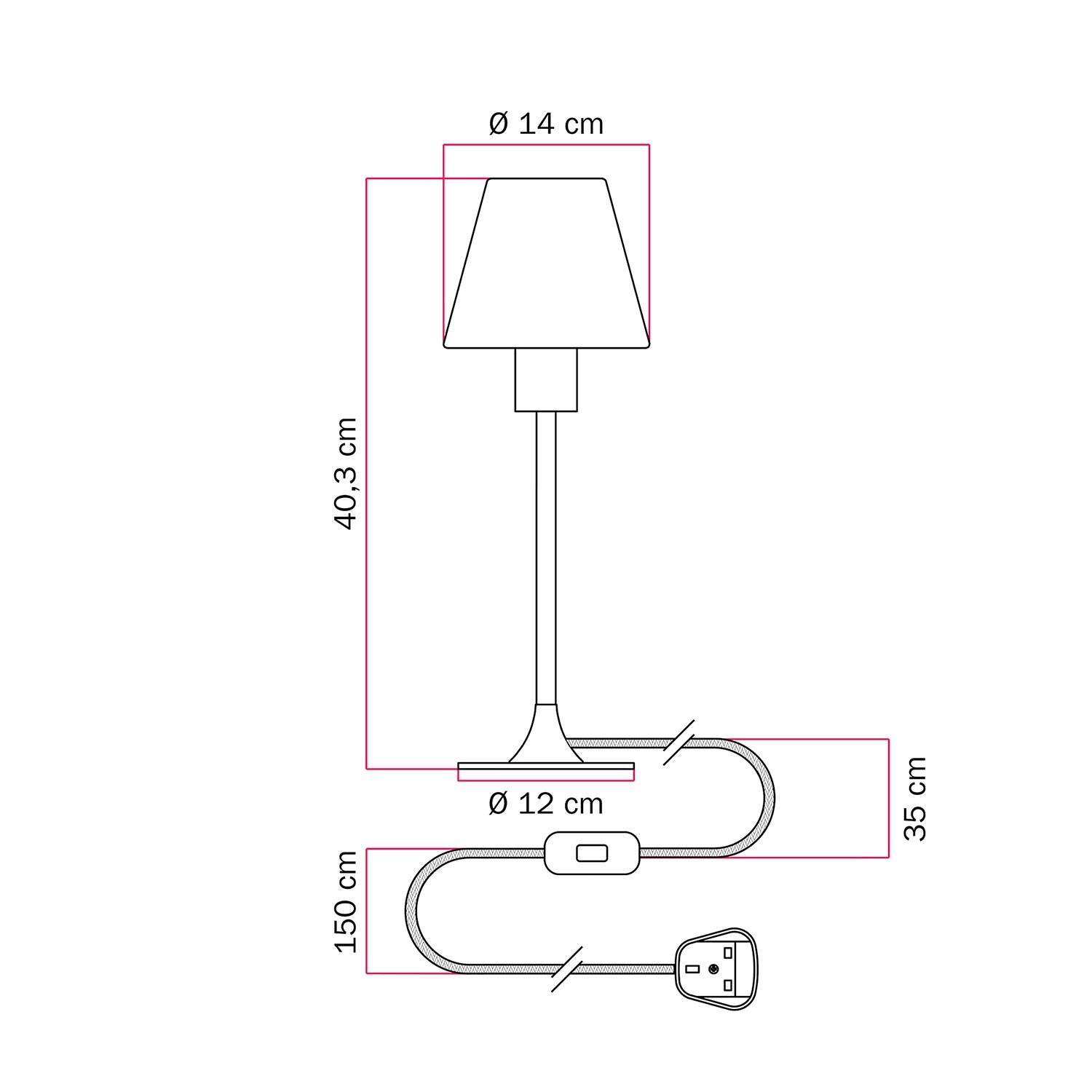 Lampe de table MAG-Y avec socle rond en métal et abat-jour