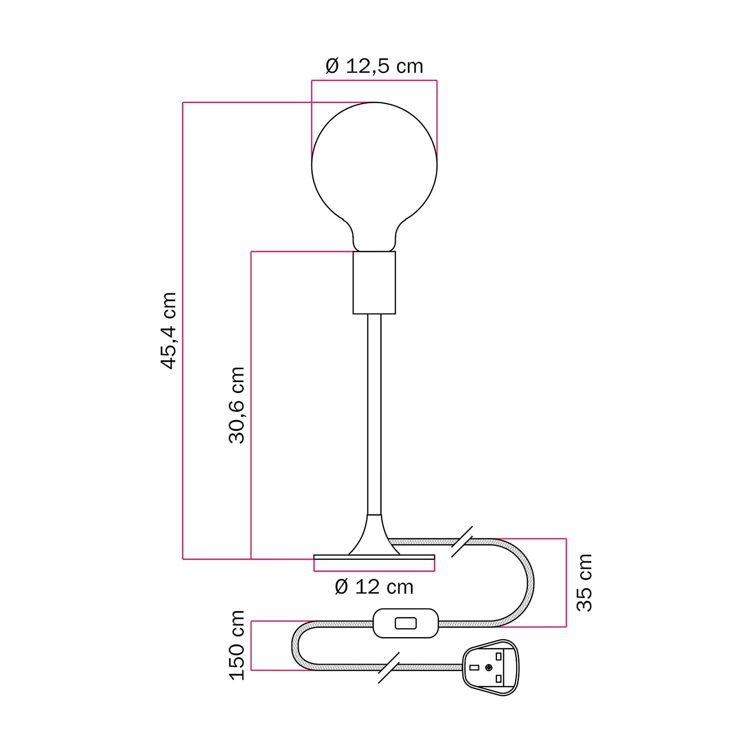 Lampe de table MAG-Y avec socle rond en métal