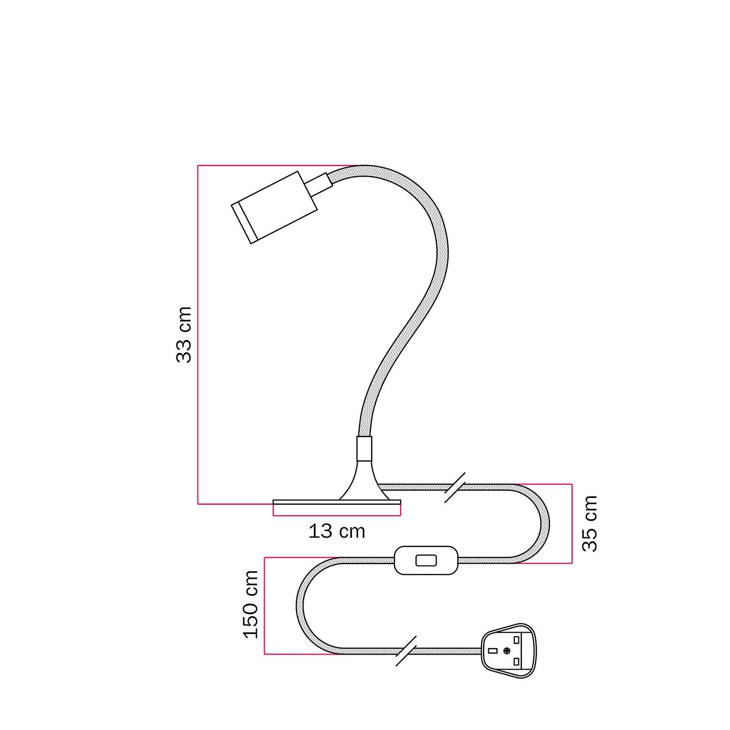 Lampe de bureau MAG-Y avec Flex, socle métallique ovale et spot lumineux