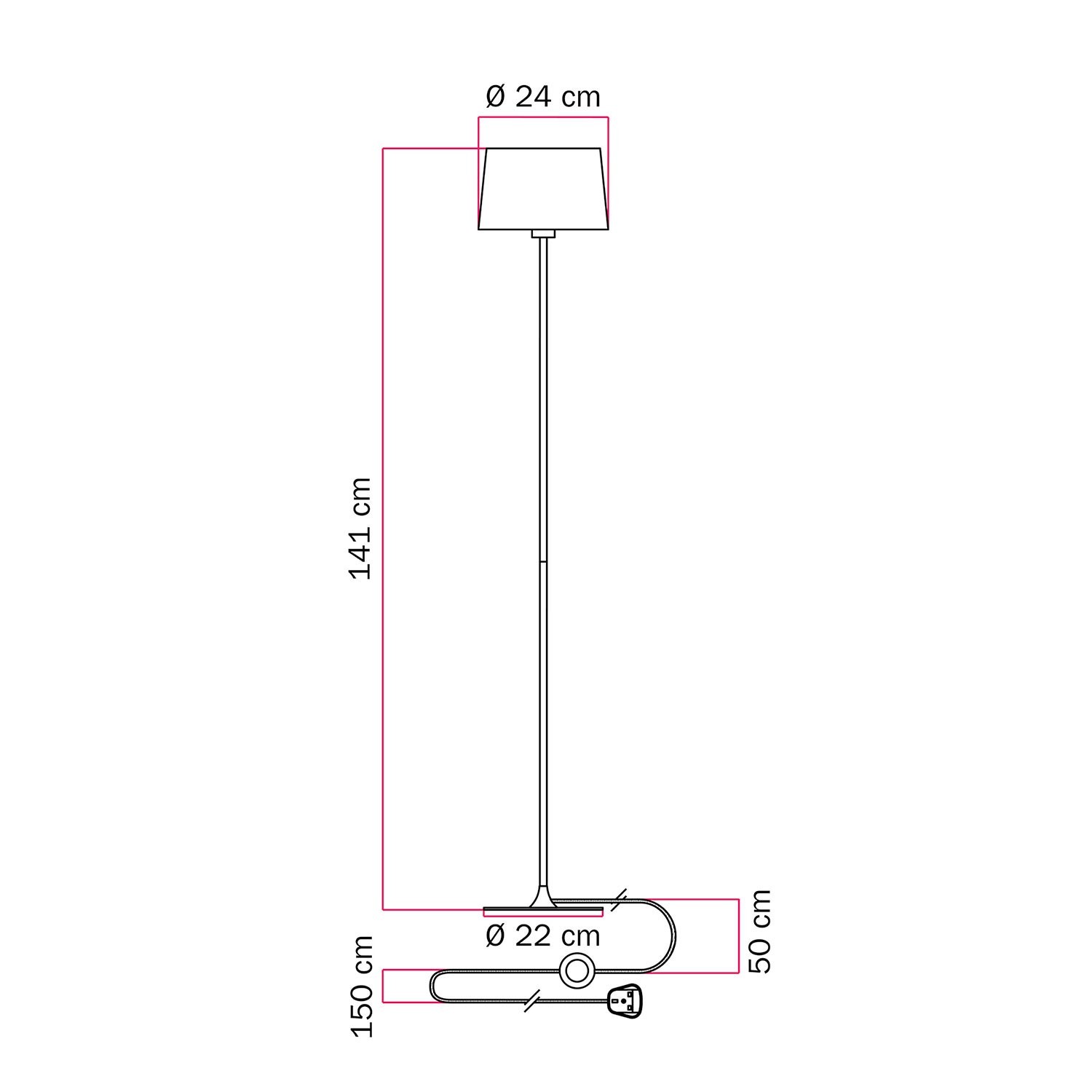 Lampadaire MAG-Y avec socle rond en métal et abat-jour Athena