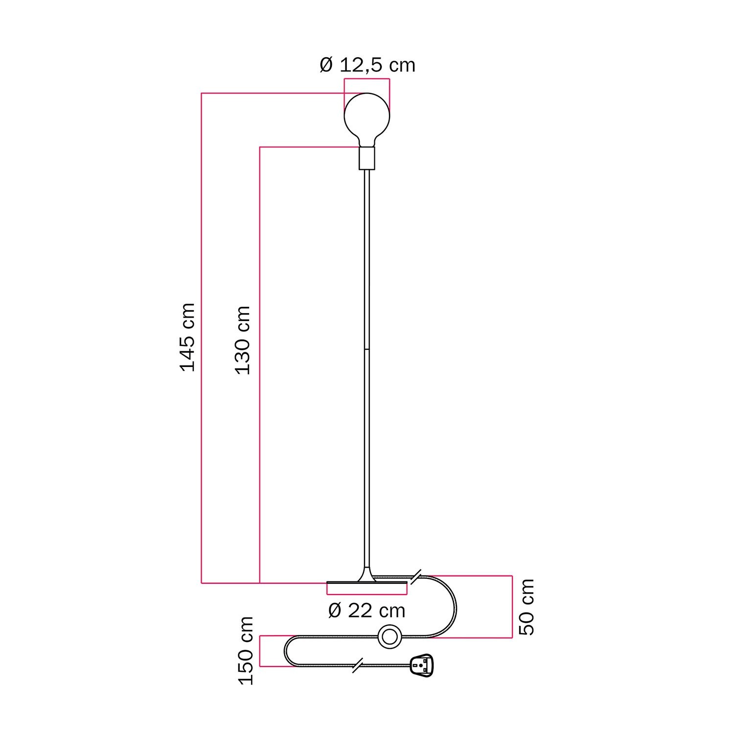 Lampadaire MAG-Y avec socle rond en métal