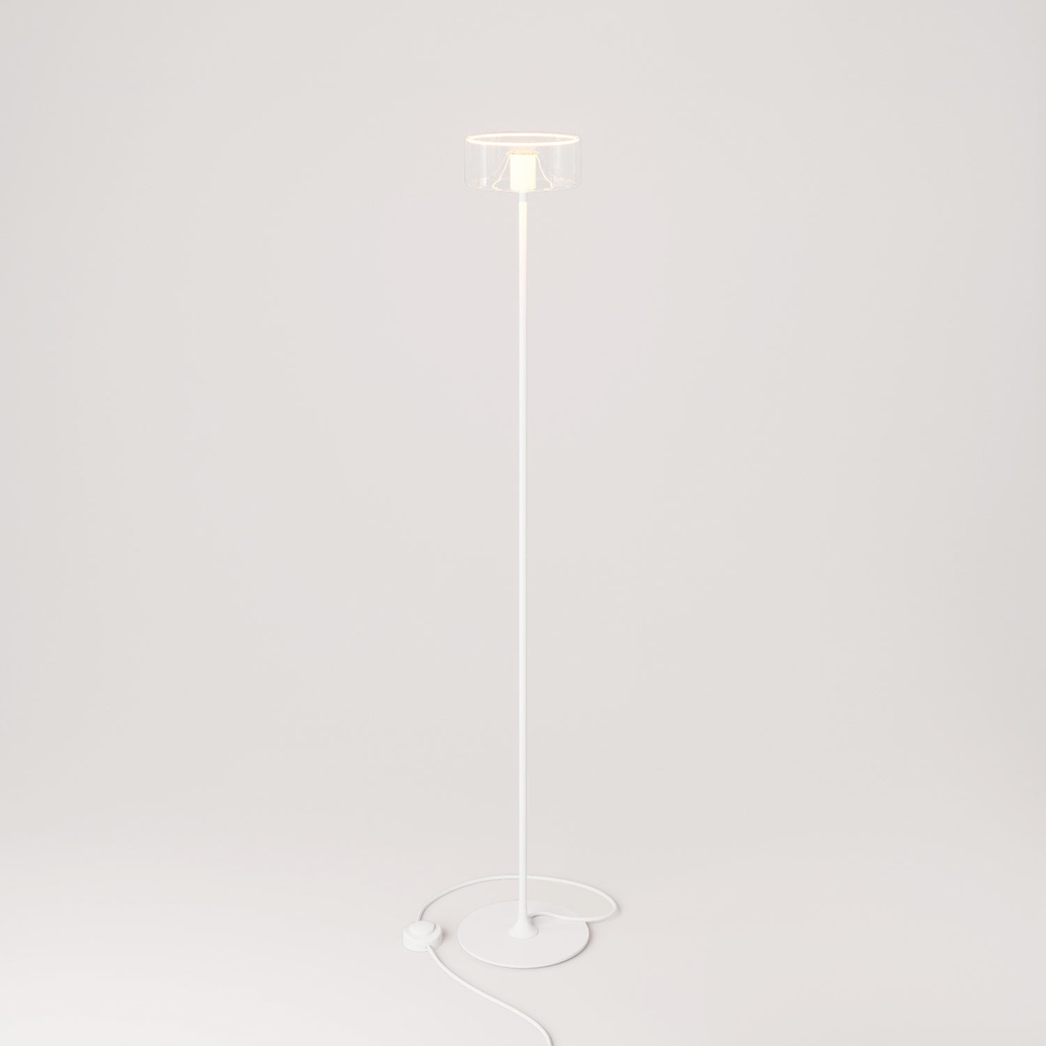 Lampadaire MAG-Y avec socle rond en métal et ampoule Ghost transparente