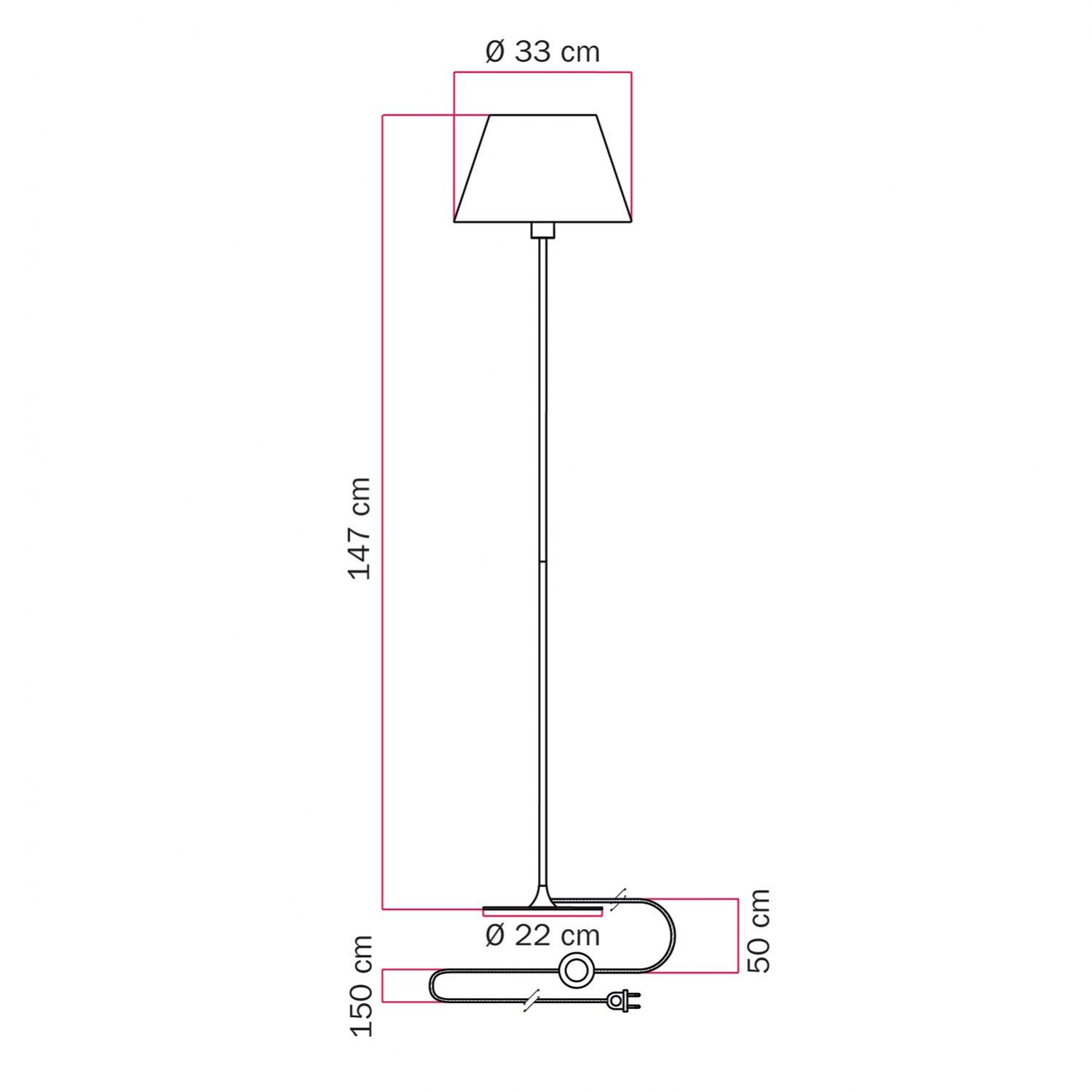 Lampada da terra MAG-Y con base metallica tonda e paralume Impero M