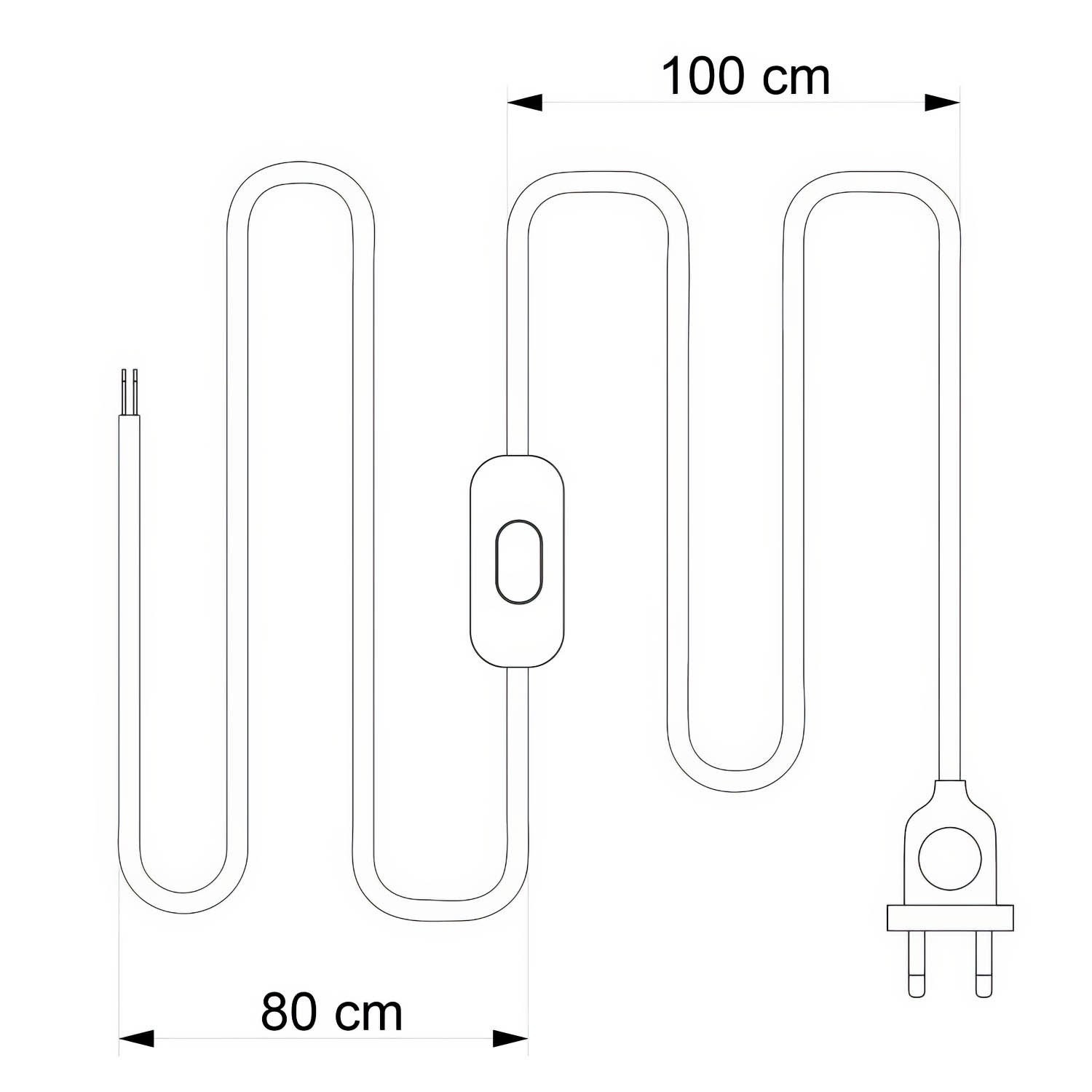 Cablaggio per lampada con cavo bianco trecciato 1,80 m