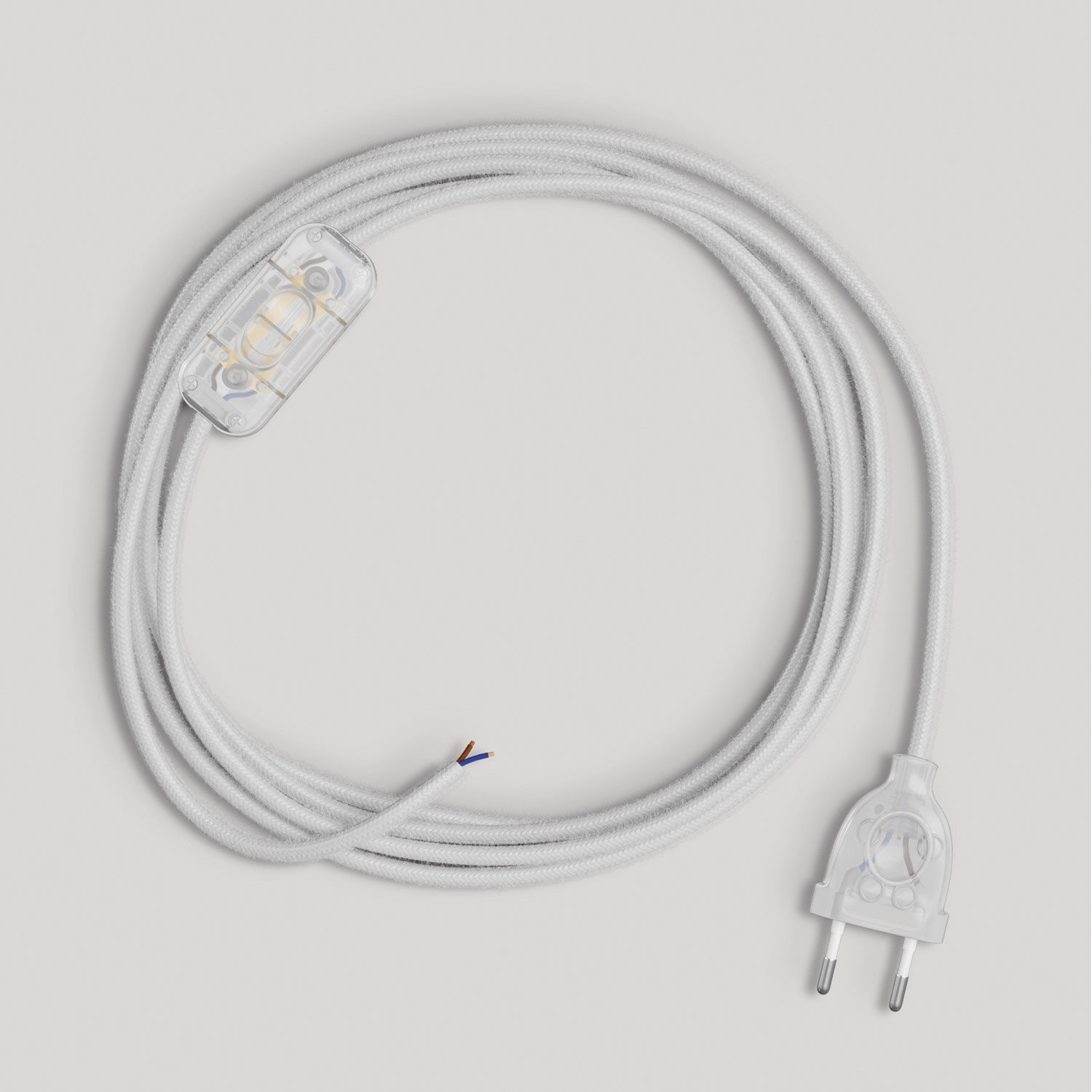 Cablaggio per lampada con cavo bianco in cotone 1,80 m